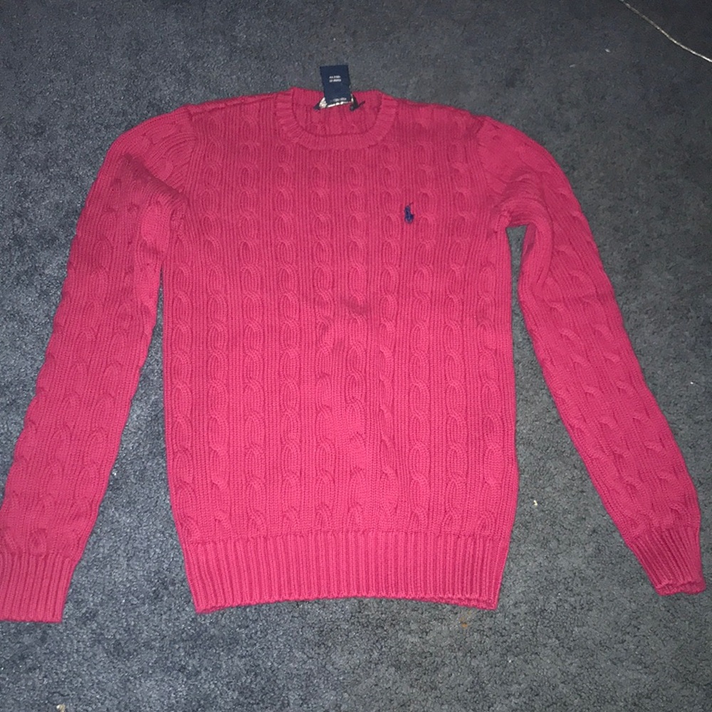 Pink polo long sleeve sweater